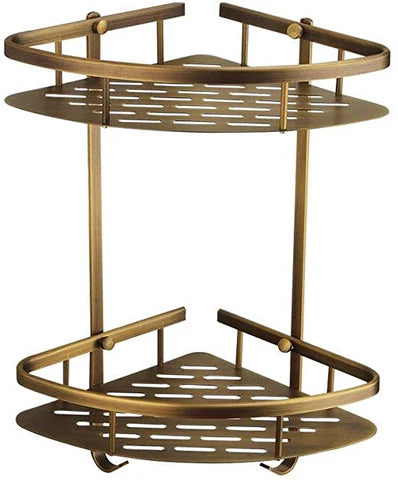 Brushed Brass Double Corner Storage Basket #20108 - Image 2