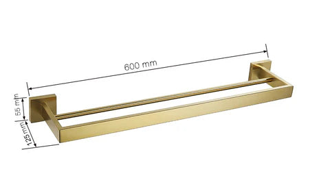 Brushed Gold Angular Bar Double Towel Rail #201863 - Image 2