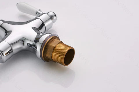 Chrome Kitchen Mixer with Ceramic White Handles #201732 - Image 2
