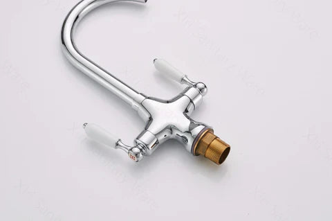 Chrome Kitchen Mixer with Ceramic White Handles #201732 - Image 7