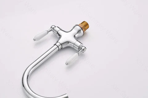 Chrome Kitchen Mixer with Ceramic White Handles #201732 - Image 6