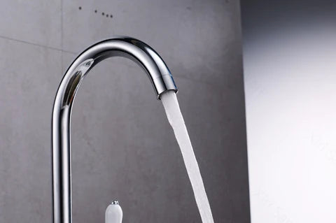 Chrome Kitchen Mixer with Ceramic White Handles #201732 - Image 4