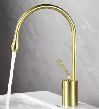 Brushed Gold Teardrop Short Basin Mixer #201827 - Image 5