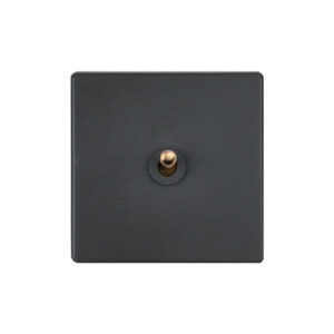 Classic - Grey with Brass Toggle Light Switch - 1 lever