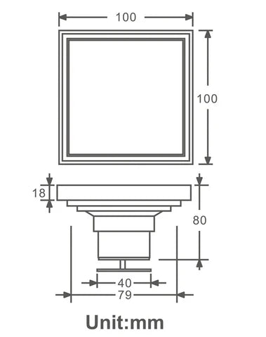 Square Modern Brushed Gold Shower Trap #20214 - Image 2
