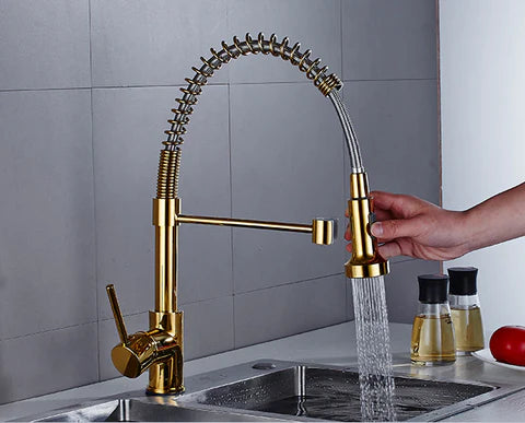 Gold Spring Arc Kitchen Mixer #201858 - Image 5