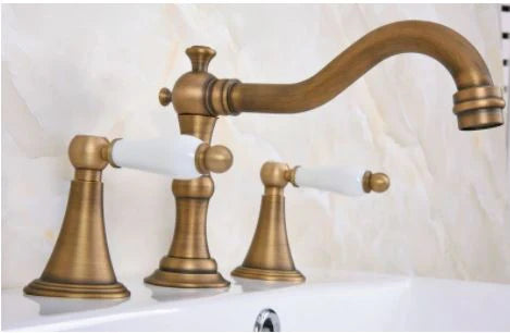 Antique Bath & Basin Mixer with Ceramic Handles #201850 - Image 3
