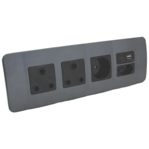 Veti 1 - Double RSA Sockets, Single RSA Schuko, Single USB Charger and Single RSA V-Slim