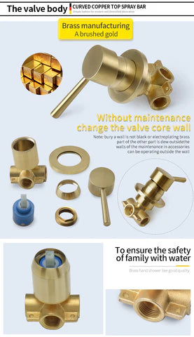 Brushed Gold Shower Mixer #202346 - Image 6