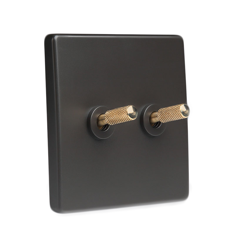 Tex Grey With Brass Toggle 2 Lever