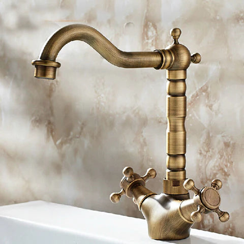 Classic Antique Brass Basin Mixer Short #20177 - Image 2