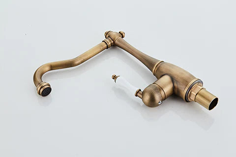 Antique Single Ceramic Lever Brass Basin Mixer - Image 5