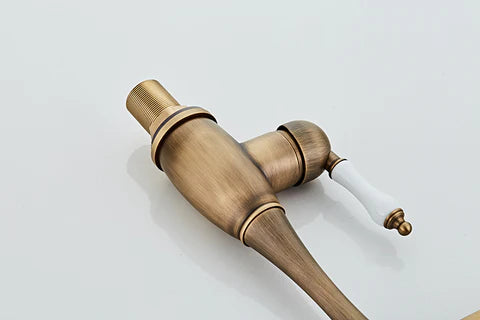 Antique Single Ceramic Lever Brass Basin Mixer - Image 6