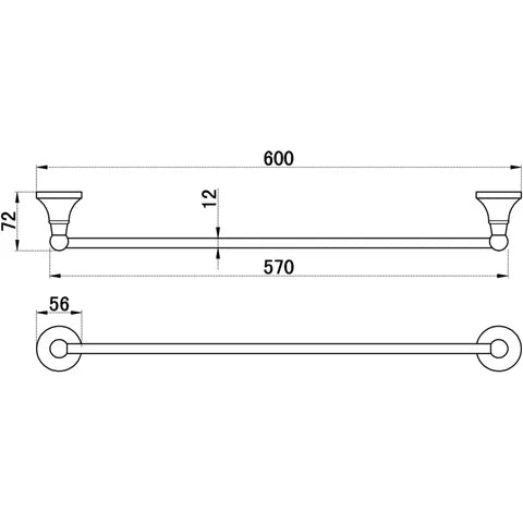 Black Antique Single Towel Rail #20194 - Image 3