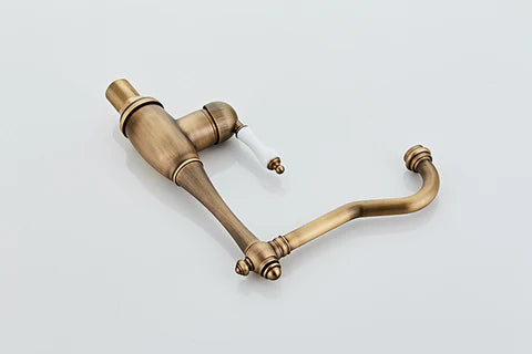 Antique Single Ceramic Lever Brass Basin Mixer - Image 8