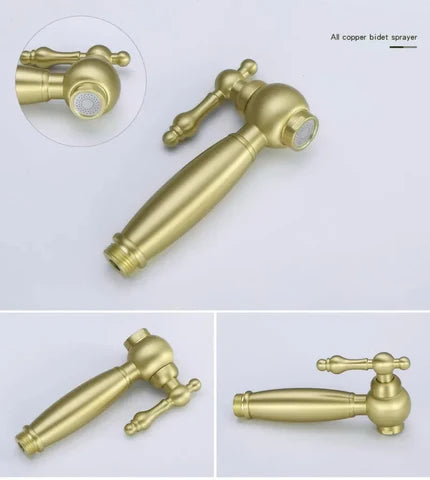 Brushed Gold Antique Bridge Kitchen Mixer with Pull Down Spray #202429 - Image 5