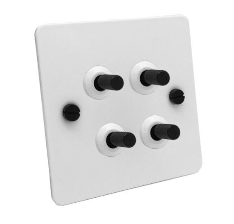 Detailed - White with Black Toggle - 4 lever