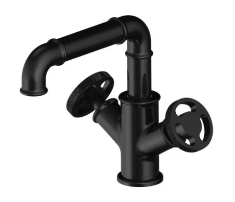 Steampunk Matt Black Basin Mixer #20123 - Image 2