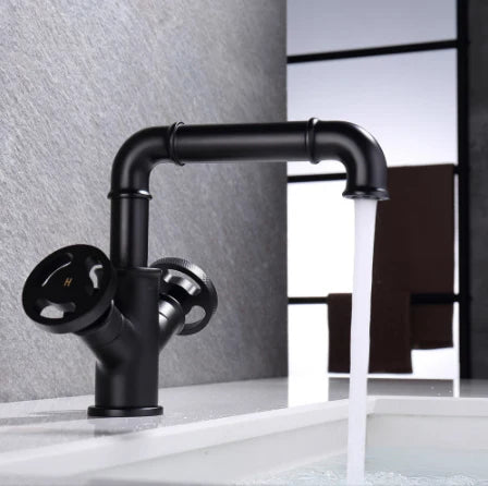 Steampunk Matt Black Basin Mixer #20123 - Image 5