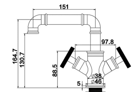 Steampunk Matt Black Basin Mixer #20123 - Image 6