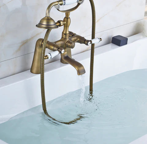 Brass Bath Mixer Ceramic Handles & Telephone Hand Shower #201744 - Image 4