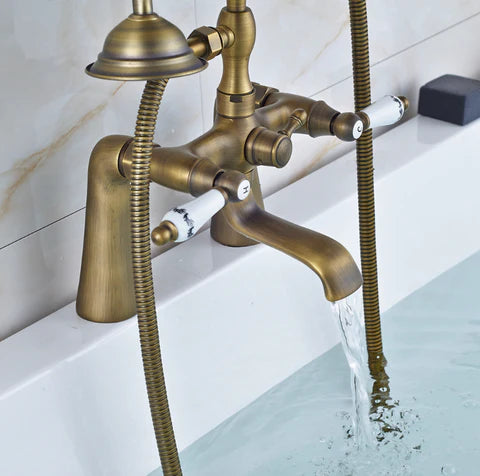 Brass Bath Mixer Ceramic Handles & Telephone Hand Shower #201744 - Image 3