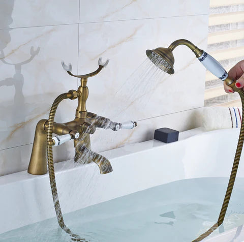 Brass Bath Mixer Ceramic Handles & Telephone Hand Shower #201744 - Image 2