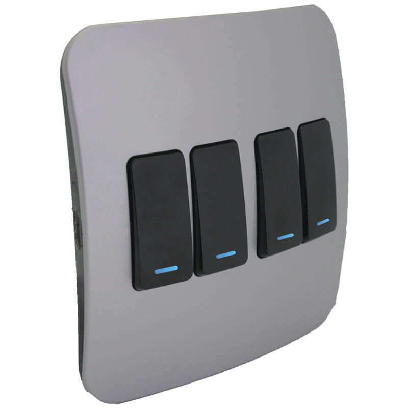 Four Lever One-Way Black Switch with Locator