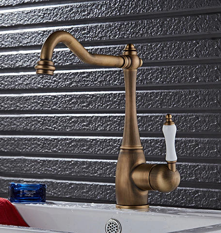 Antique Single Ceramic Lever Brass Basin Mixer - Image 2