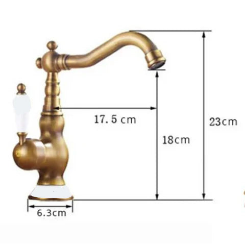 Antique Brass Basin Mixer Ceramic Handle #202432 - Image 4