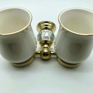 Gold Crystal Double Toothbrush Holder #20252