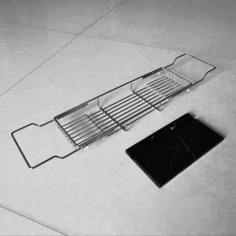 Chrome & Black Marble Bath Caddy #20208 - Image 3