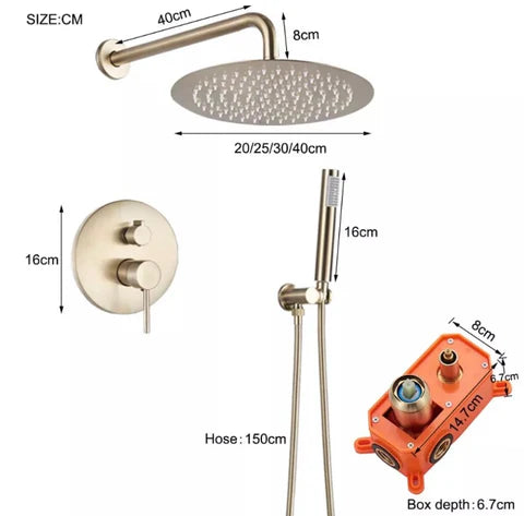 Brushed Gold Modern Concealed Shower with Hand Shower #20211 - Image 3