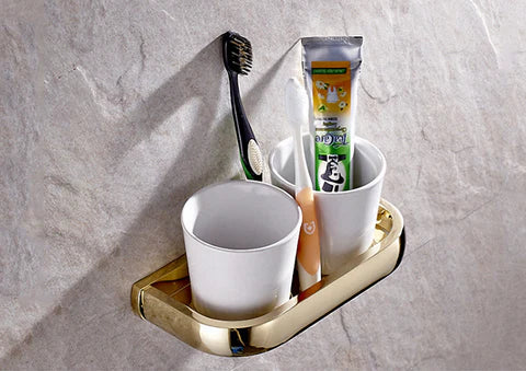 Gold Modern Double Toothbrush Holder #201927 - Image 3