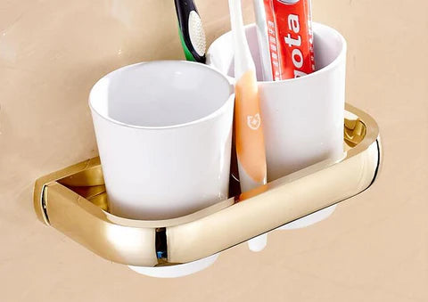 Gold Modern Double Toothbrush Holder #201927 - Image 2